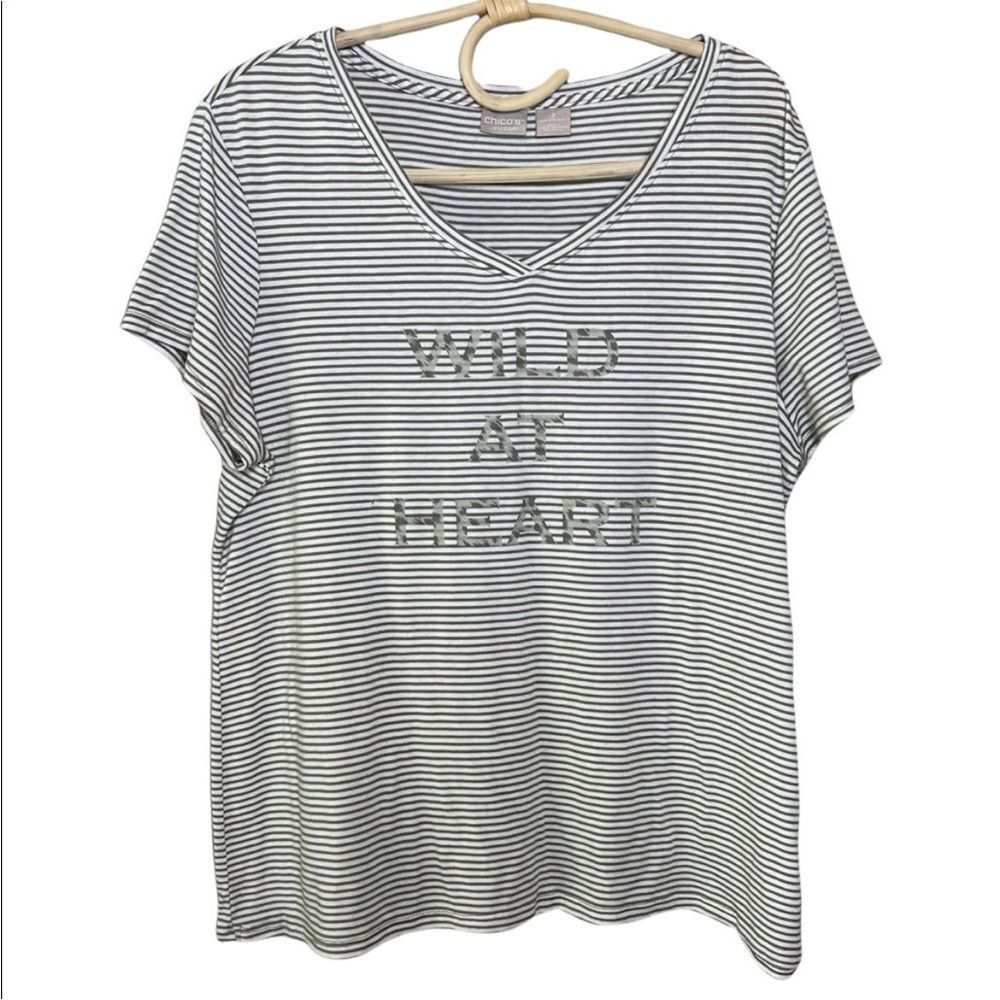 Chico’s Zenergy Wild Heart Tee Top 2 Large L